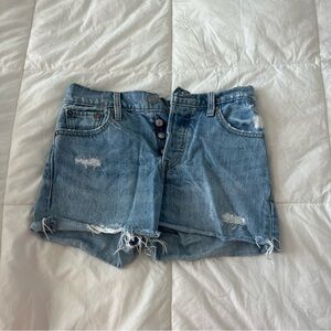 Levi’s Distressed Blue Denim Shorts